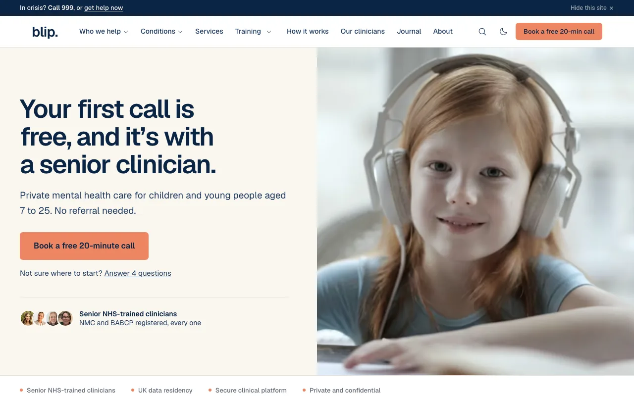 Blip Healthcare: the homepage
